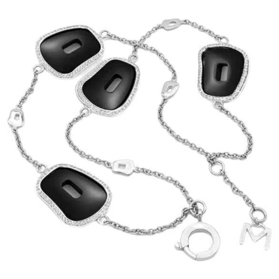 Pre-owned Mattioli Puzzle 18k Gold , Black Onyx And White Diamonds Double Strand Bracelet