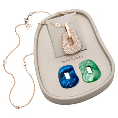 Pre-owned Mattioli Puzzle 18k Rose Gold Medium Pendant Box 2 Colours & White Diamonds