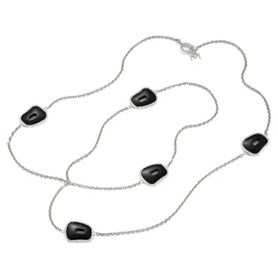Pre-owned Mattioli Puzzle 18k White Gold , Black Onyx And White Diamonds Frame Necklace