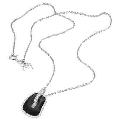 Pre-owned Mattioli Puzzle 18k White Gold , Black Onyx And White Diamonds Frame Pendant