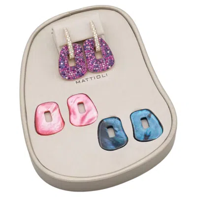 Pre-owned Mattioli Puzzle Arlecchino Medium Earrings In Rose Gold And White Diamonds