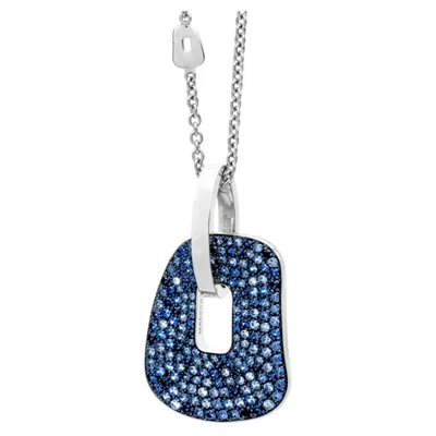 Pre-owned Mattioli Puzzle Arlecchino Medium Pendant In 18k White Gold And Blue Sapphires
