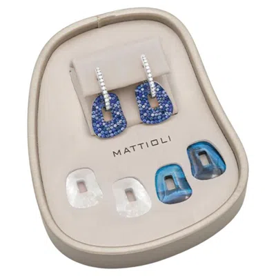 Pre-owned Mattioli Puzzle Arlecchino Small Earrings White Gold/diamonds & Blue Sapphires