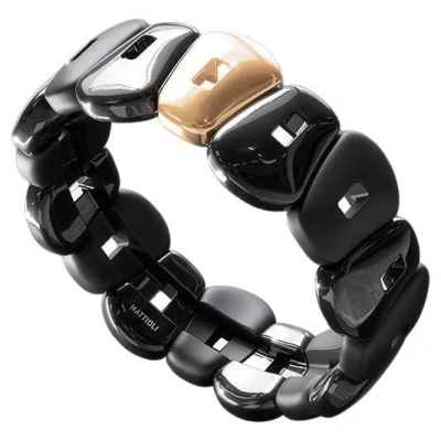 Pre-owned Mattioli Puzzle Black Ceramic Bracelet With One Element In Rose Gold Color In Red