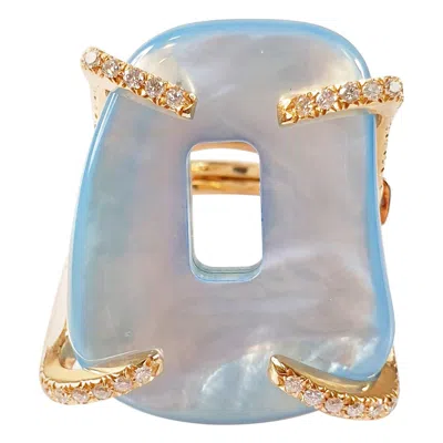 Pre-owned Mattioli Puzzle Collection 18 Karat Gold Ring Withdiamonds In Multi