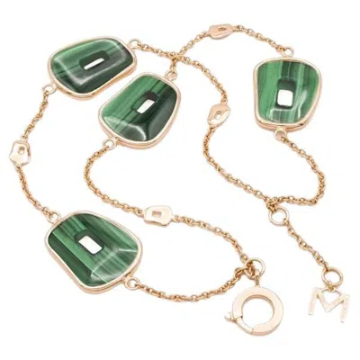 Pre-owned Mattioli Puzzle Collection 18k Gold And Malachite Double Strand Bracelet In Multi