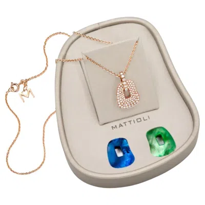 Pre-owned Mattioli Puzzle Collection 18k Rose Gold Pendant Box 2 Colours & White Diamonds