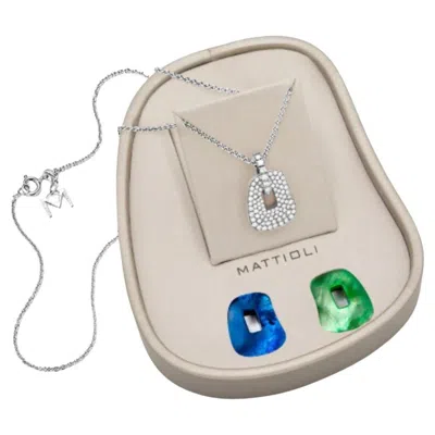Pre-owned Mattioli Puzzle Collection 18k White Gold Pendant Box 2 Colours & White Diamonds