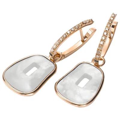 Pre-owned Mattioli Puzzle Collection Mother Of Pearl 18kt Gold And Diamonds Earrings In Multi
