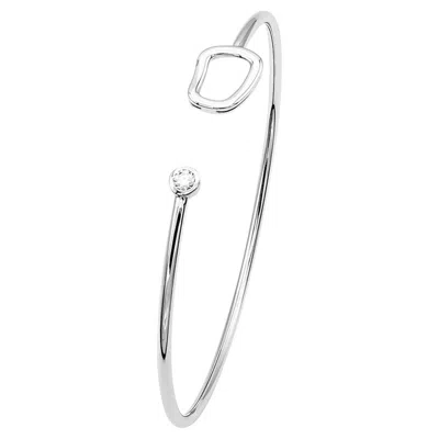 Pre-owned Mattioli Puzzle Diamonds Bangle In 750 White Gold And One White Diamond