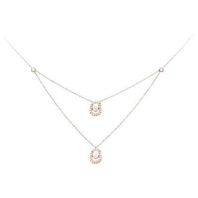 Pre-owned Mattioli Puzzle Diamonds Double Pendant In 18k Rose Gold And White Diamonds
