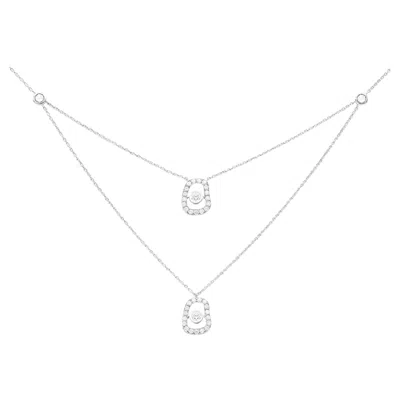 Pre-owned Mattioli Puzzle Diamonds Necklace With Pendant In 750 White Gold With Diamonds