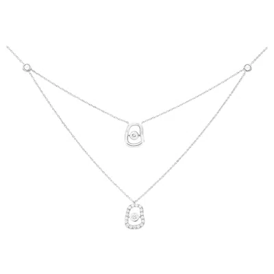 Pre-owned Mattioli Puzzle Diamonds Necklace With Pendant In 750 White Gold With Diamonds