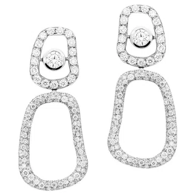 Pre-owned Mattioli Puzzle Diamonds Pendant Earrings In White Gold And White Diamonds Pavé