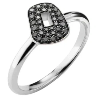 Pre-owned Mattioli Puzzle Diamonds Ring In 18k White Gold And Black Diamonds