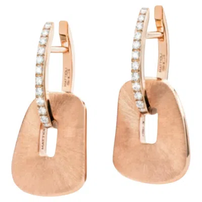 Pre-owned Mattioli Puzzle Hoops 18k Rose Gold And Diamonds & Hand Engraved Puzzles Pendant In Red