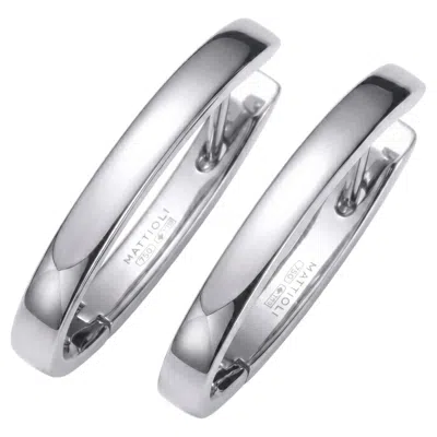 Pre-owned Mattioli Puzzle Large Hoop Earrings, In 18k White Gold