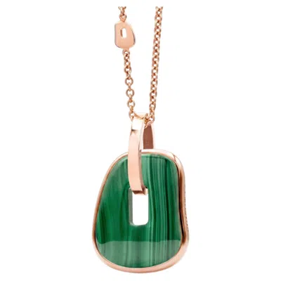 Pre-owned Mattioli Puzzle Maxi Pendant In 18k Rose Gold And Element In Malachite In Red