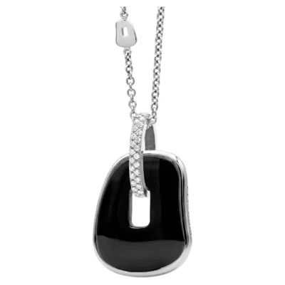 Pre-owned Mattioli Puzzle Maxi Pendant In 18k White Gold And Diamonds, Element In Onyx