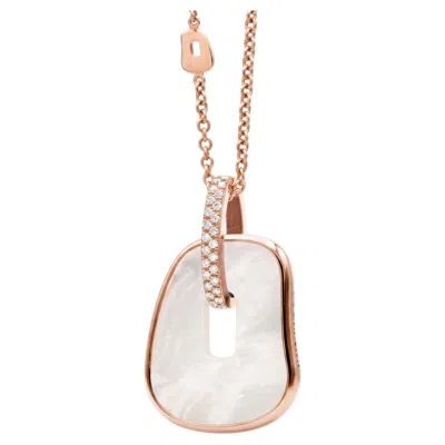 Pre-owned Mattioli Puzzle Maxi Pendant Rose Gold And Diamonds, Element In Mother Of Pearl In Red