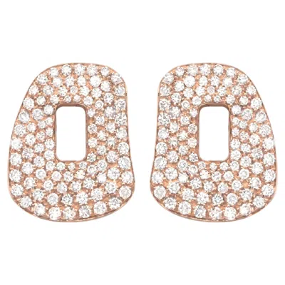 Pre-owned Mattioli Puzzle Medium Earrings Puzzle In 18k Rose Gold And White Diamonds Pavé