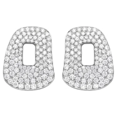 Pre-owned Mattioli Puzzle Medium Earrings Puzzle In 18k White Gold And White Diamonds Pavé