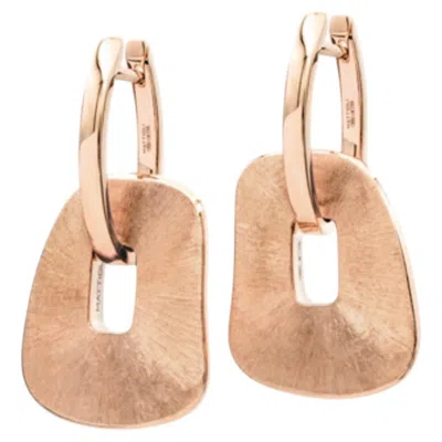 Pre-owned Mattioli Puzzle Medium Hoops 18k Rose Gold And Hand Engraved Puzzles Pendant In Red