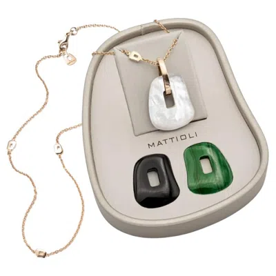 Pre-owned Mattioli Puzzle Medium Pendant In 18k Rose Gold And Three Puzzles In Red