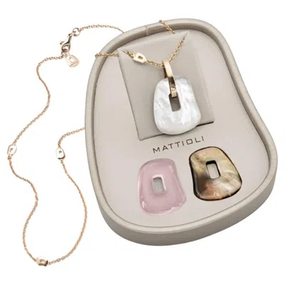 Pre-owned Mattioli Puzzle Medium Pendant In 18k Rose Gold And Three Puzzles In Red