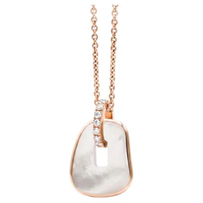 Pre-owned Mattioli Puzzle Pendant In 18k Rose Gold And Diamonds Element In Mother Of Pearl In Red