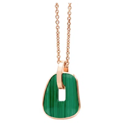 Pre-owned Mattioli Puzzle Pendant In 18k Rose Gold And Element In Malachite In Red