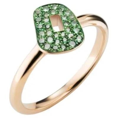 Pre-owned Mattioli Puzzle Ring In 18k Rose Gold And Green Tsavorites In Red