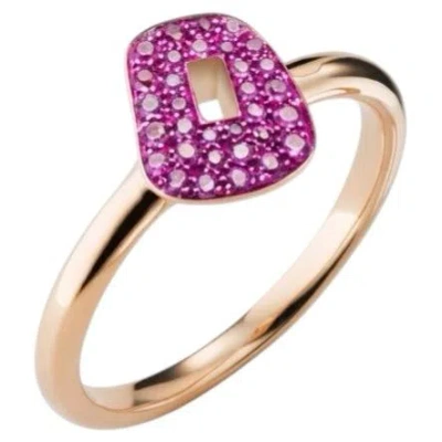 Pre-owned Mattioli Puzzle Ring In 18k Rose Gold And Pink Sapphires In Red