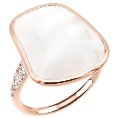 Pre-owned Mattioli Puzzle Ring In 18k Rose Gold, Diamonds And Natural Mother Of Pearl In Red
