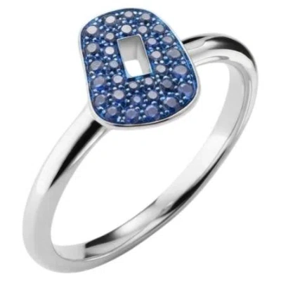 Pre-owned Mattioli Puzzle Ring In 18k White Gold And Blue Sapphires