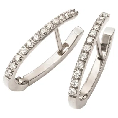 Pre-owned Mattioli Puzzle Small Hoop In 18k White Gold And White Diamonds