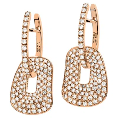 Pre-owned Mattioli Puzzle Small In 18k Rose Gold And Diamonds Pavé In Red