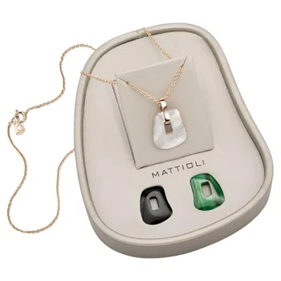 Pre-owned Mattioli Puzzle Small Pendant In 18k Rose Gold And Three Puzzles In Red