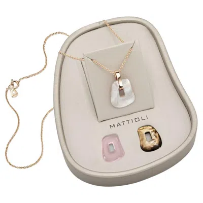 Pre-owned Mattioli Puzzle Small Pendant In 18k Rose Gold And Three Puzzles In Red