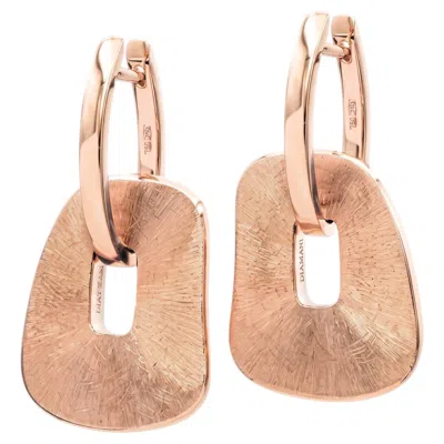 Pre-owned Mattioli Puzzle Solo Hand-engraved Maxi Earrings In 18k Rose Gold In Red