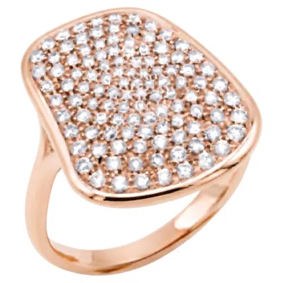 Pre-owned Mattioli Puzzle Solo Ring In Rose Gold And White Diamonds Pavé
