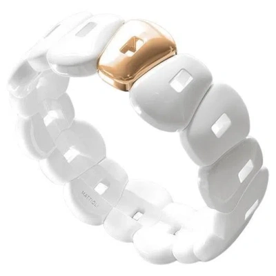Pre-owned Mattioli Puzzle White Ceramic Bracelet And One Puzzle In Rose Gold Color