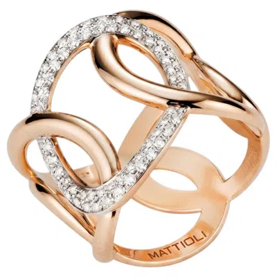 Pre-owned Mattioli Ring Hiroko Collection In 18k Rose Gold And White Diamonds