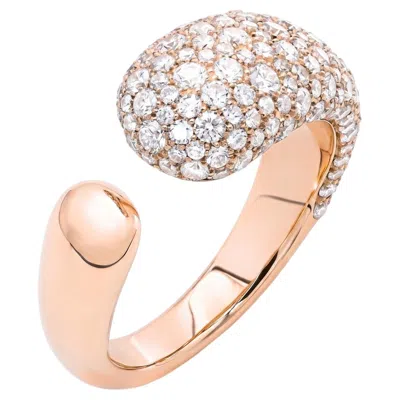 Pre-owned Mattioli Ring Hiroko Collection In 18k Rose Gold And White Diamonds