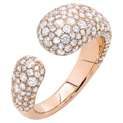 Pre-owned Mattioli Ring Hiroko Collection In 18k Rose Gold And White Diamonds