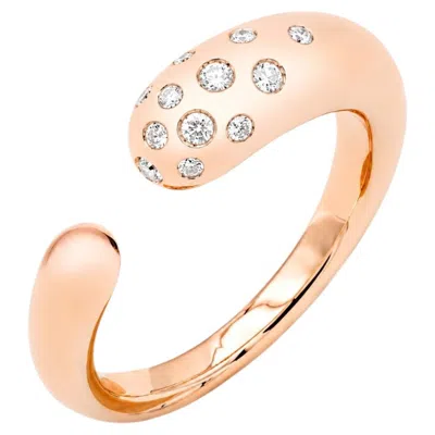 Pre-owned Mattioli Ring Hiroko Collection In 18k Rose Gold And White Diamonds