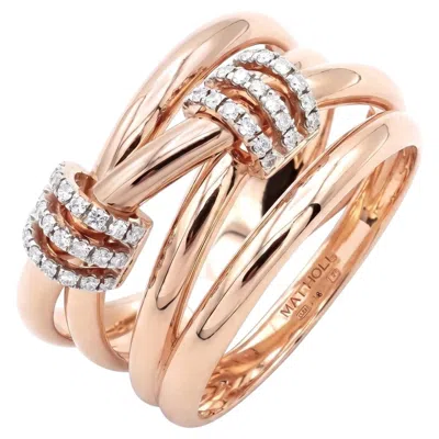 Pre-owned Mattioli Ring Hiroko Collection In 18k White And Rose Gold, White Diamonds