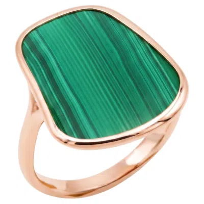 Pre-owned Mattioli Ring In 18k Rose Gold And Malachite In Red
