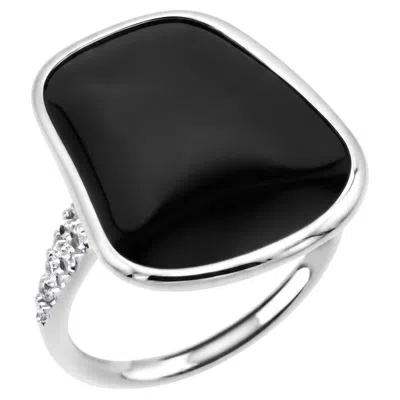 Pre-owned Mattioli Ring In 18k White Gold, Diamonds And Onyx