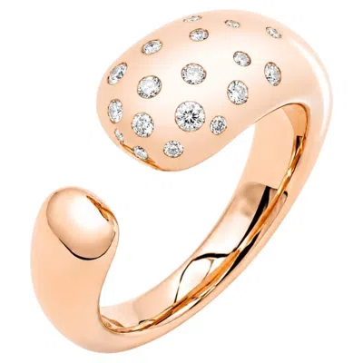 Pre-owned Mattioli Ring Medium Hiroko Collection In 18k Rose Gold And White Diamonds